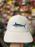 “Blue Marlin” White/White+Black Rope 5 Panel
