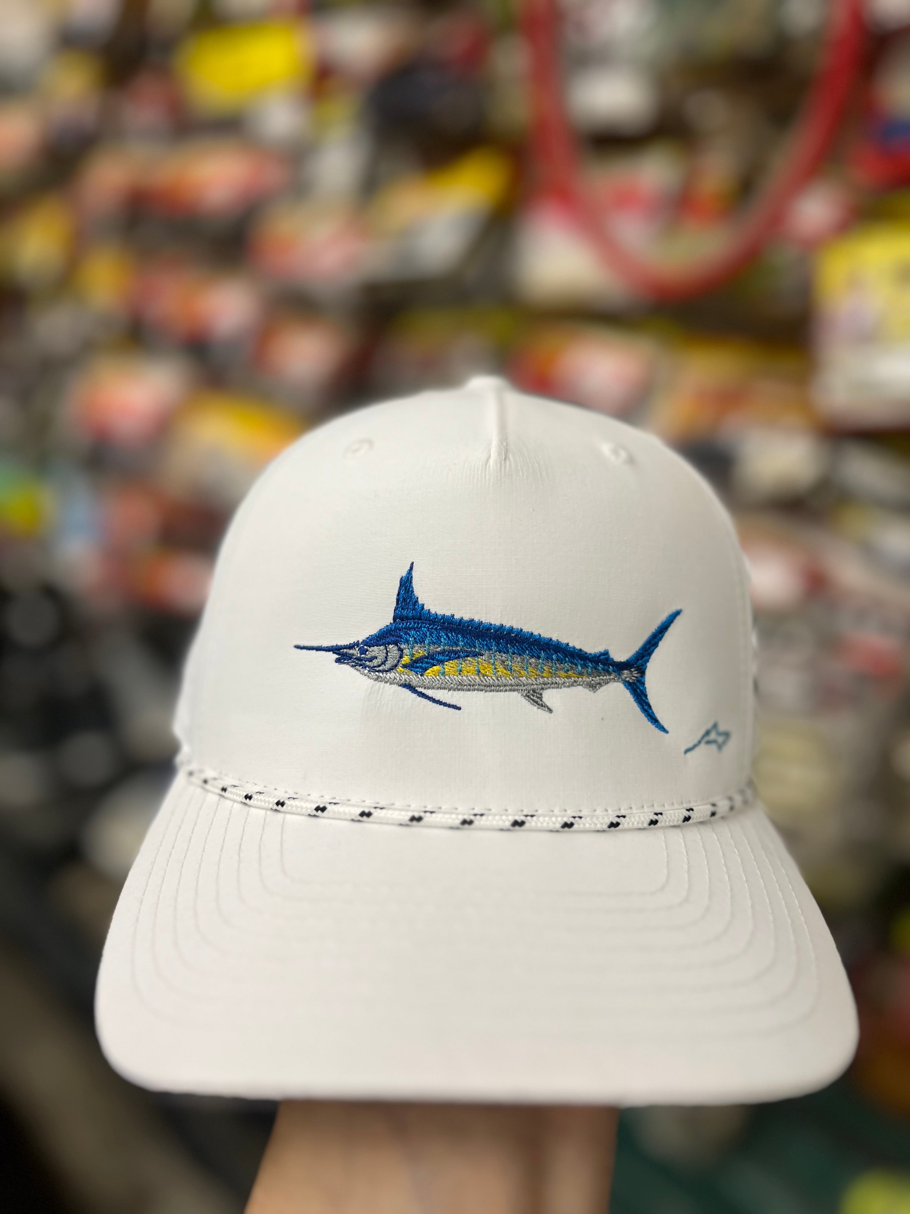 “Blue Marlin” White/White+Black Rope 5 Panel